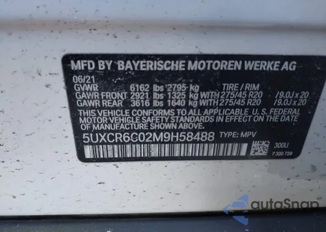 2021 BMW X5 xDrive40I z USA, uszkodzony, nr VIN 5UXCR6C02M9H58488